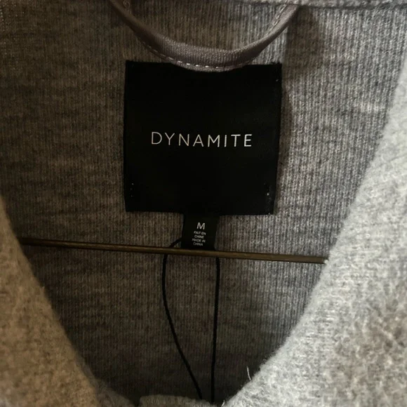 Dynamite Light Gray Button-Front Utility Shacket - Picture 4 of 6